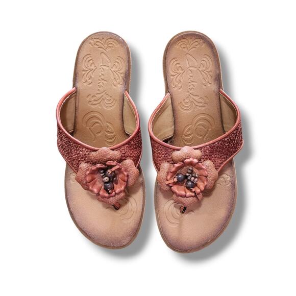 Clark's Leatherette and Raffia Floral Wedge Sandals - Picture 4 of 5